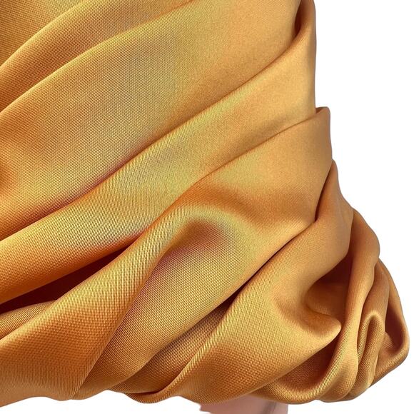 Eva Mae Modes Hat Headpiece Vtg 60s Pleated Satin Gold Box Style Formal Brooch - Picture 5 of 13